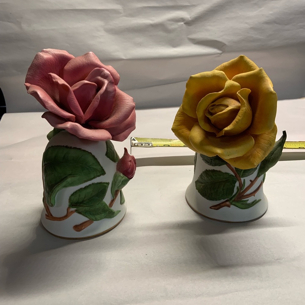 Pair of Bisque flower bells